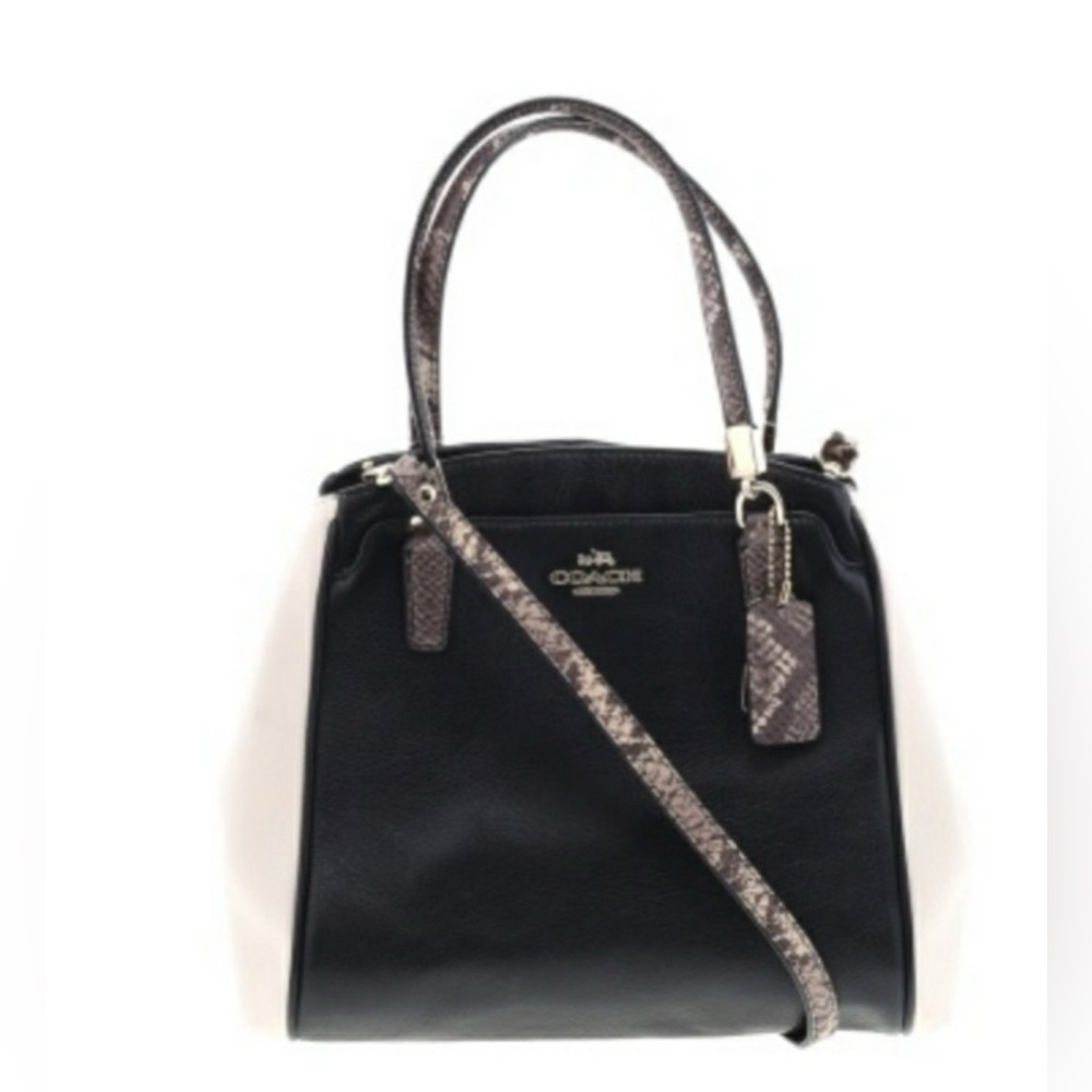 Coach Exotic Trim Minetta Pebbled Leather Satchel Handbag Crossbody Purse